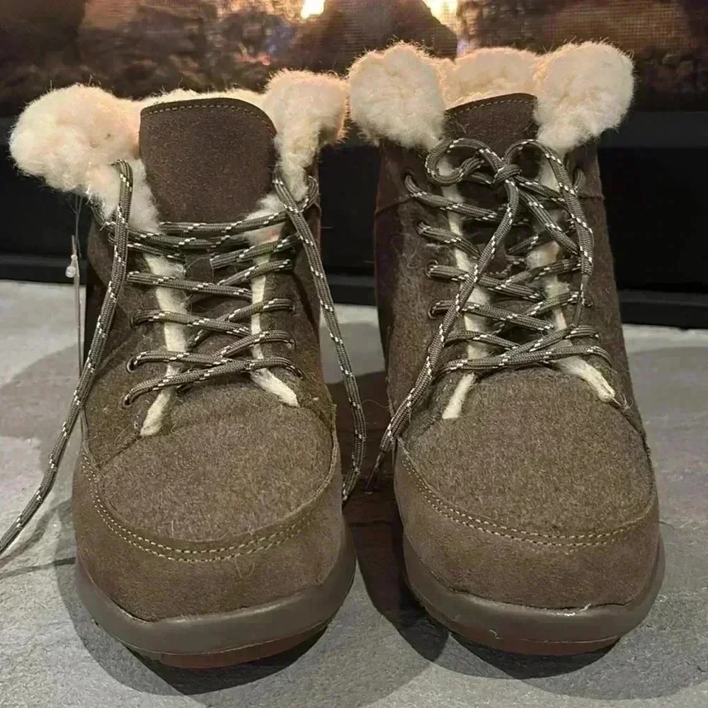 BEARPAW Cheryl Never Wet winter warm boots cow suede/wool faux fur lining - 7